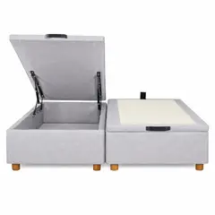 GENERICO - Base Baul 2 Plazas Onyx Con Sistema Hidráulico Color Gris Claro En Lino