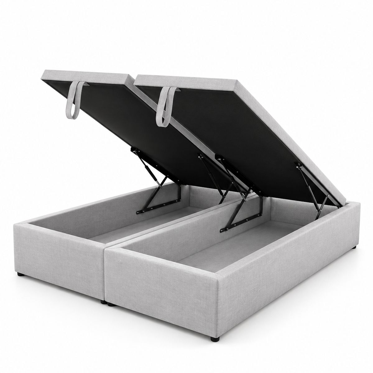 GENERICO - Base Baul 2 Plazas Onyx Con Sistema Hidráulico Color Gris Claro En Lino