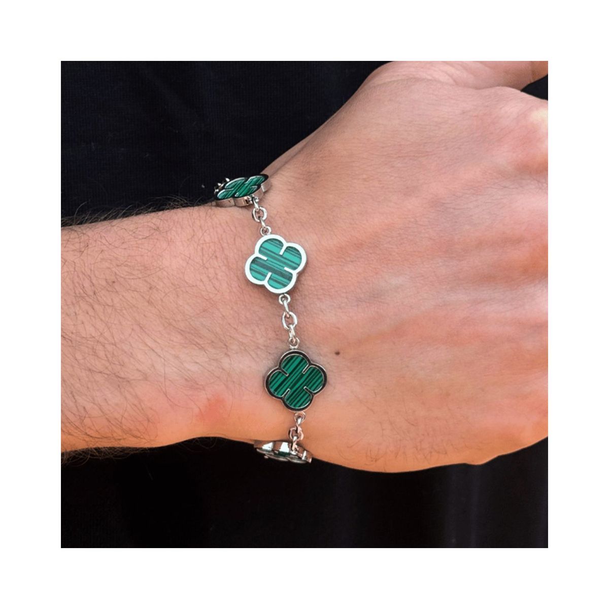 SAINT VENIK - Pulsera Green Clover 19cm Unisex Energia Saint Venik