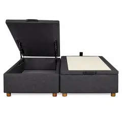GENERICO - Base Baul 2 Plazas Onyx Con Sistema Hidráulico Color Gris Grafito En Lino