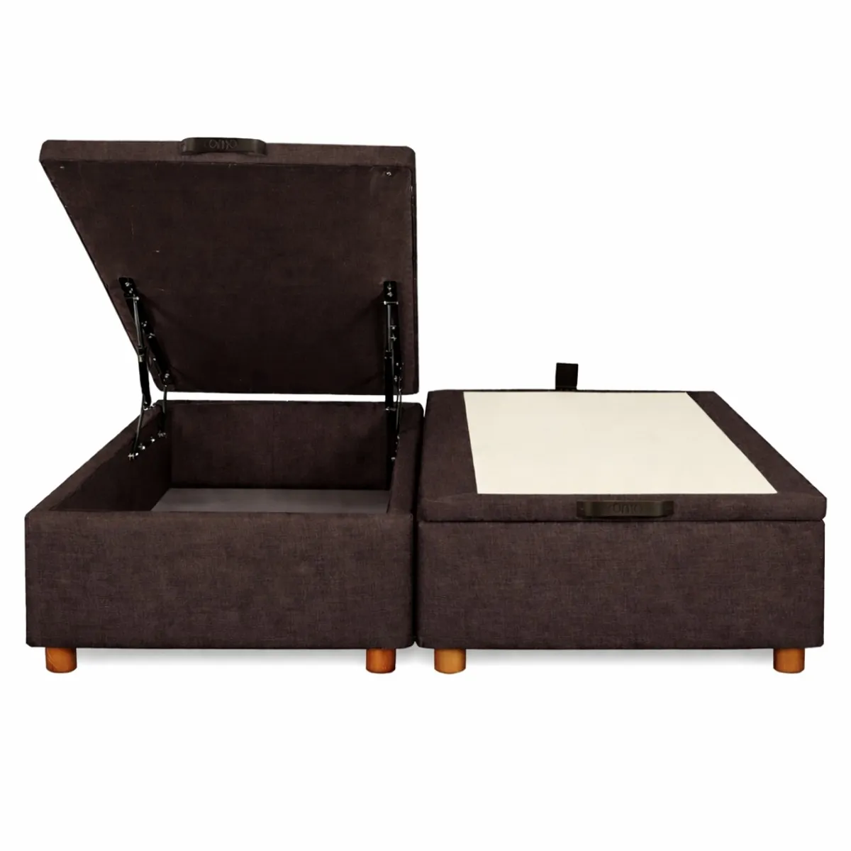 GENERICO - Base Baul 2 Plazas Onyx Con Sistema Hidráulico Color Cafe En Lino