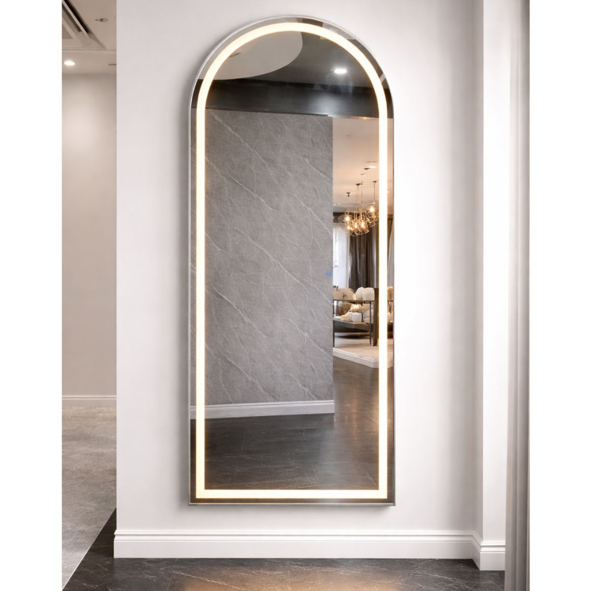 GENERICO - Espejo LED de Cuerpo Entero de Muro L06 Silver 70×150 cm