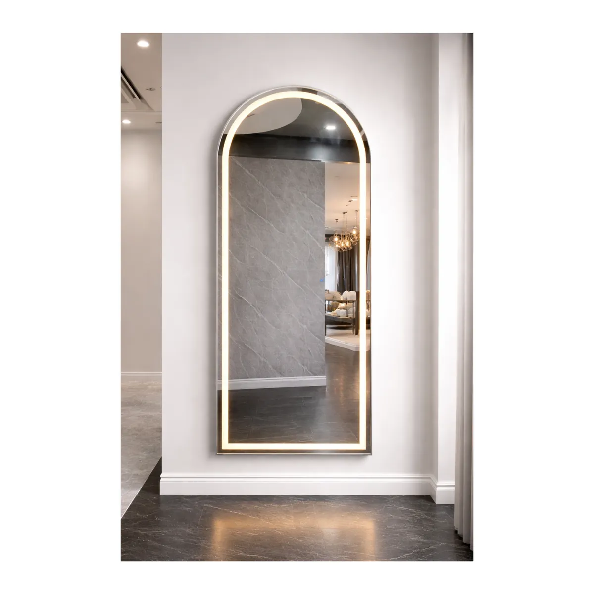 GENERICO - Espejo LED de Cuerpo Entero de Muro L06 Silver 70×150 cm