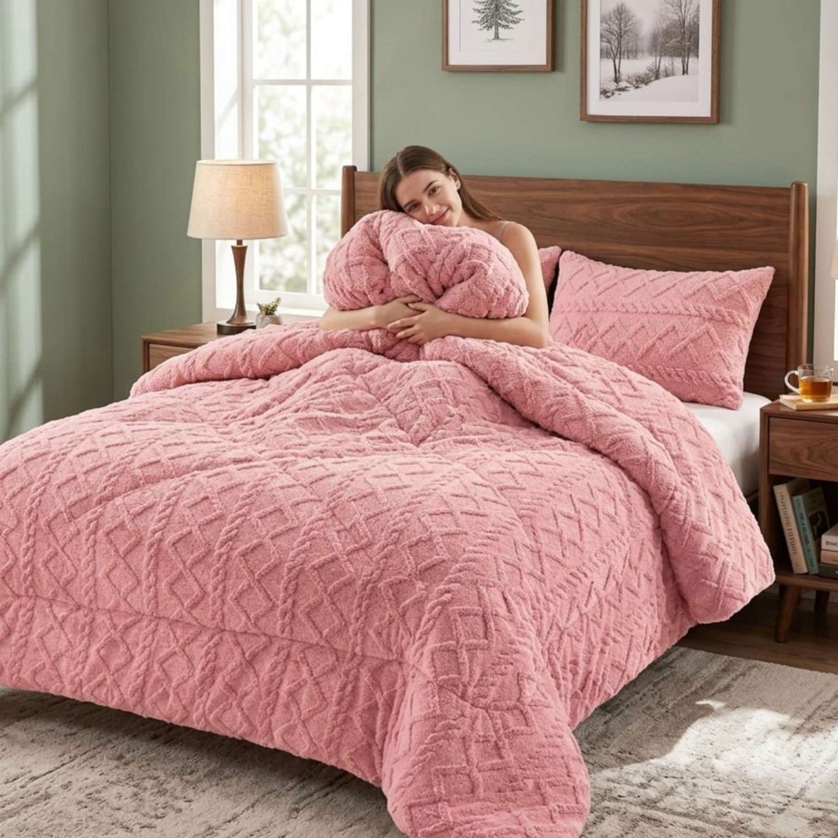 GENERICO - Plumón Térmico Trenzas de Terciopelo King