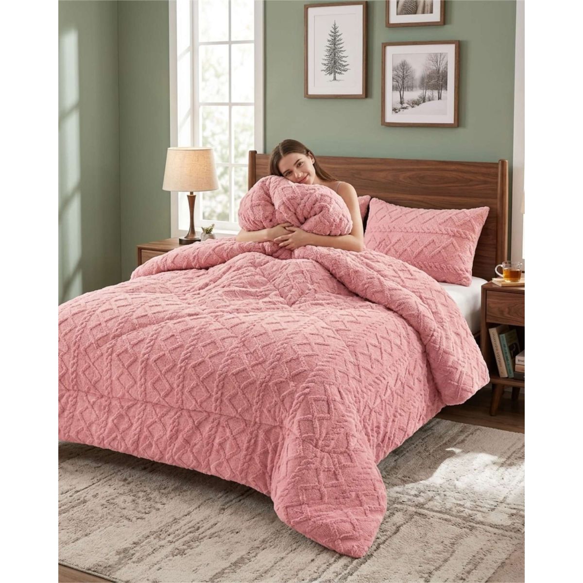 GENERICO - Plumón Térmico Trenzas de Terciopelo King