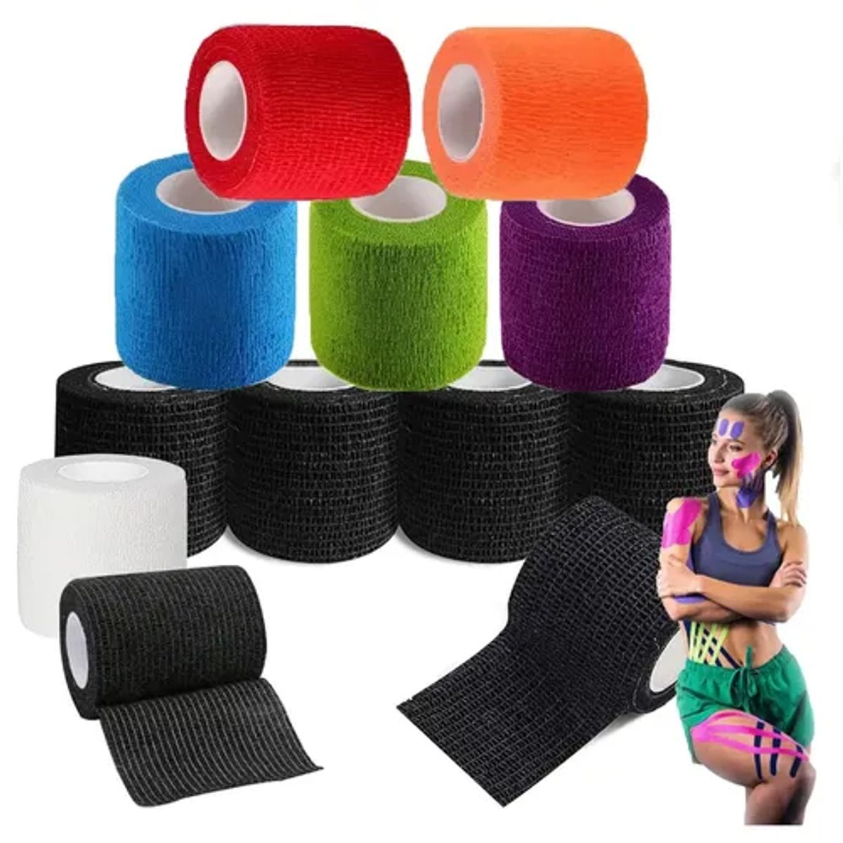 EVERSO - Pack 12 Venda Autoadherente Cinta Vendaje Deportes 7.5cm X 4.5m