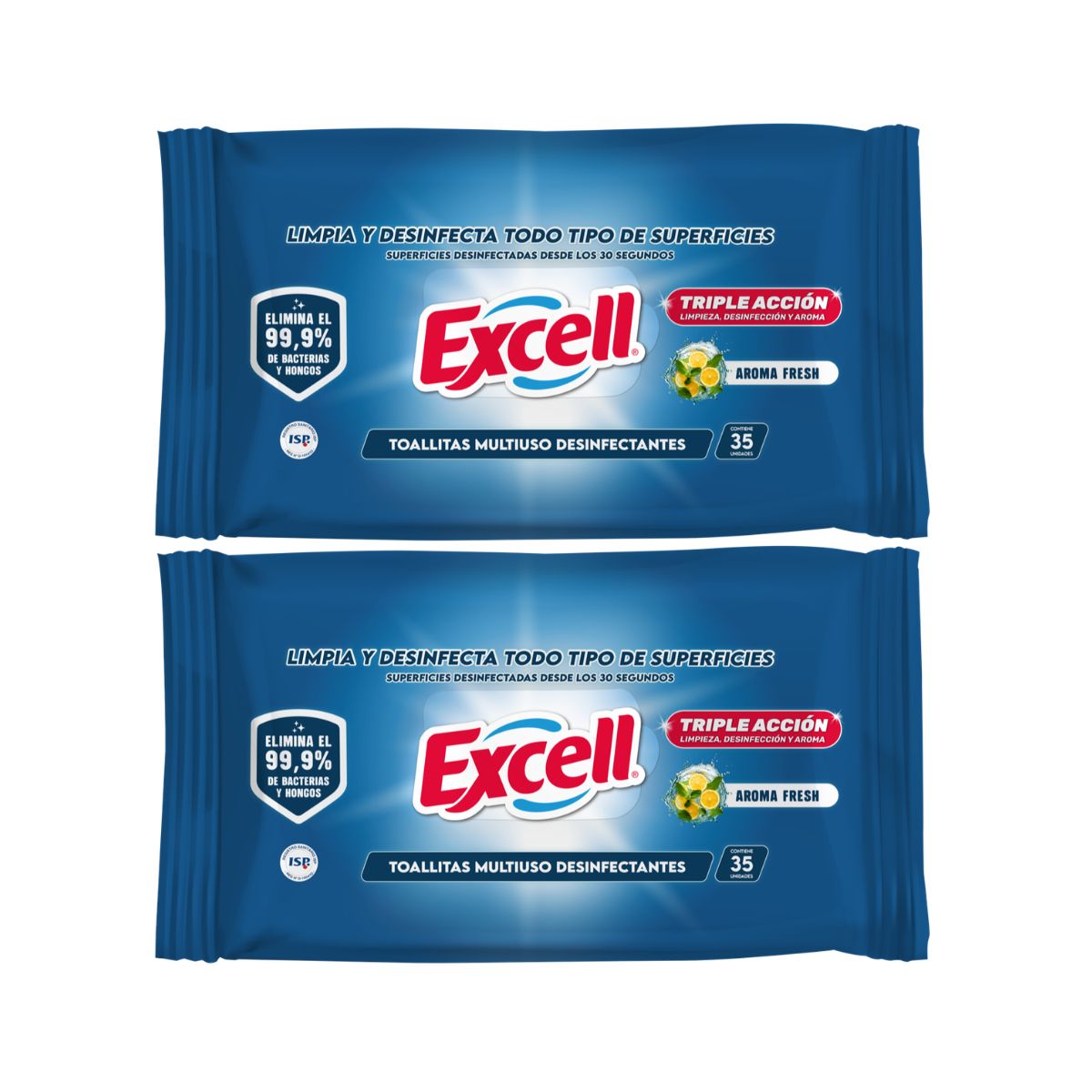 EXCELL - Pack 2 Toallitas Desinfectantes Excell 35u c/u 70u en total.