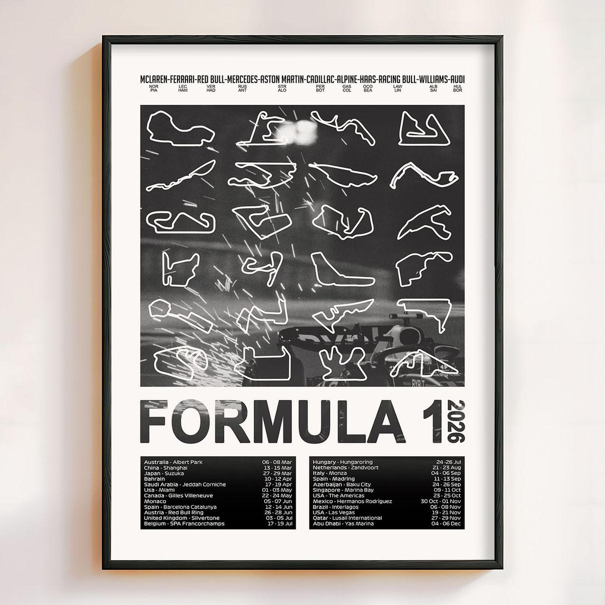 GENERICO - Cuadro Calendario Formula 1 2026 Procircuit