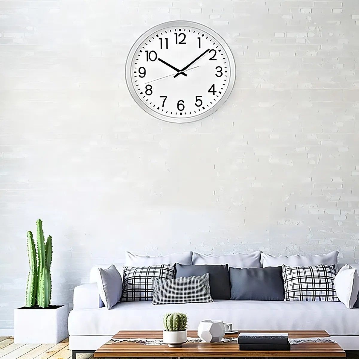 GENERICO - Reloj de Pared Silencioso Redondo 30cm Blanco para Sala o Cocina BELUG