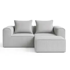 GENERICO - Sofa Loop 2 Cuerpos + Pouf - Espuma comprimida - 194X57X170 Gris Claro G134