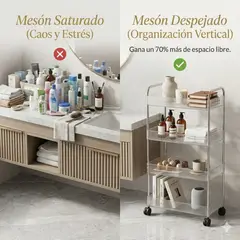 GENERICO - Rack Organizador 4 Niveles Acrílico & Acero Inox Premium Multiuso