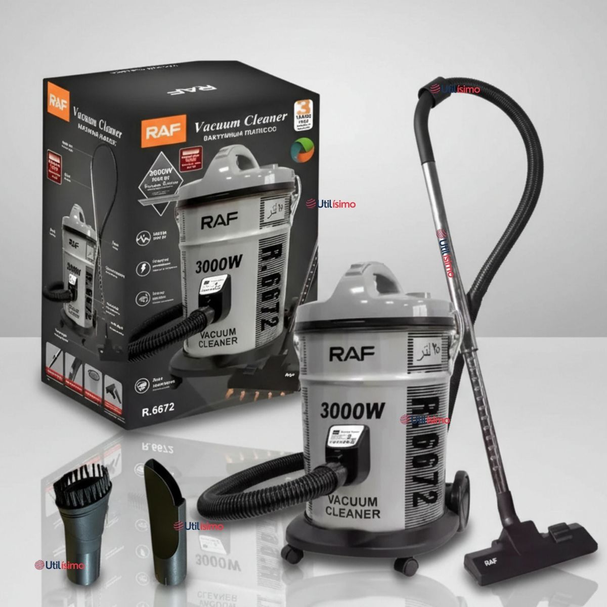 RAF - Aspiradora Vacuum Ciclónica Succión Fuerte 3000w Potente 25 Litros