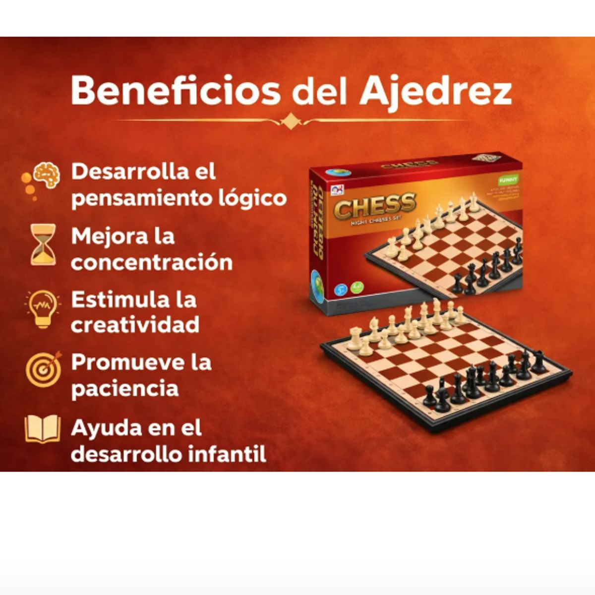 GENERICO - Juego Ajedrez Magnético Plegable Tablero + Piezas