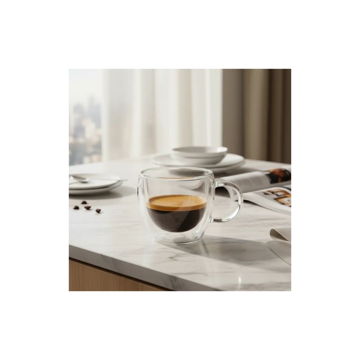 GENERICO - Taza Espresso Doble Vidrio 80ml Térmica Café Transparente