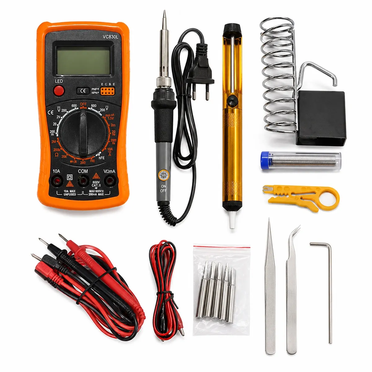 GENERICO - Kit Soldador Con Cautin Tester Lápiz Univex 60w Con Soporte