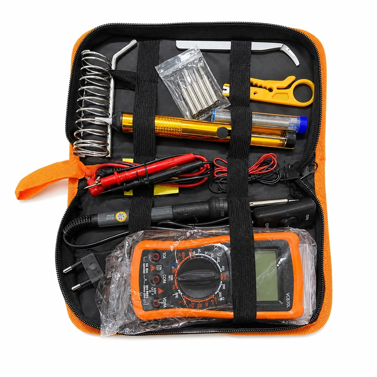 GENERICO - Kit Soldador Con Cautin Tester Lápiz Univex 60w Con Soporte