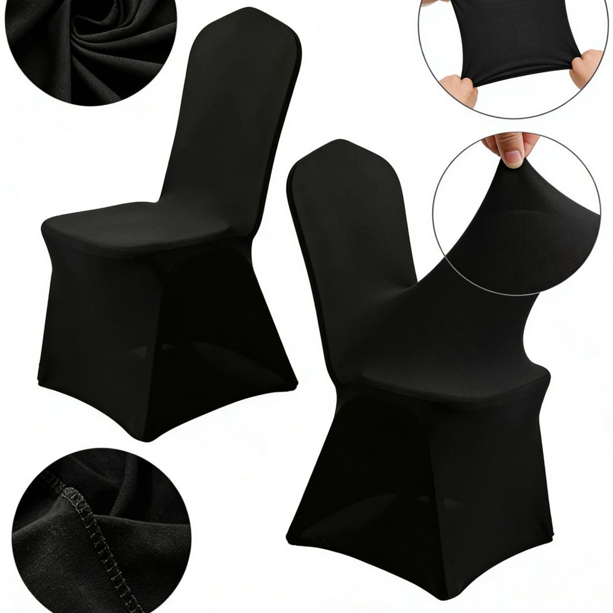GENERICO - Pack 5 Funda Sillas Spandex Para Evento Color Negro Elegante