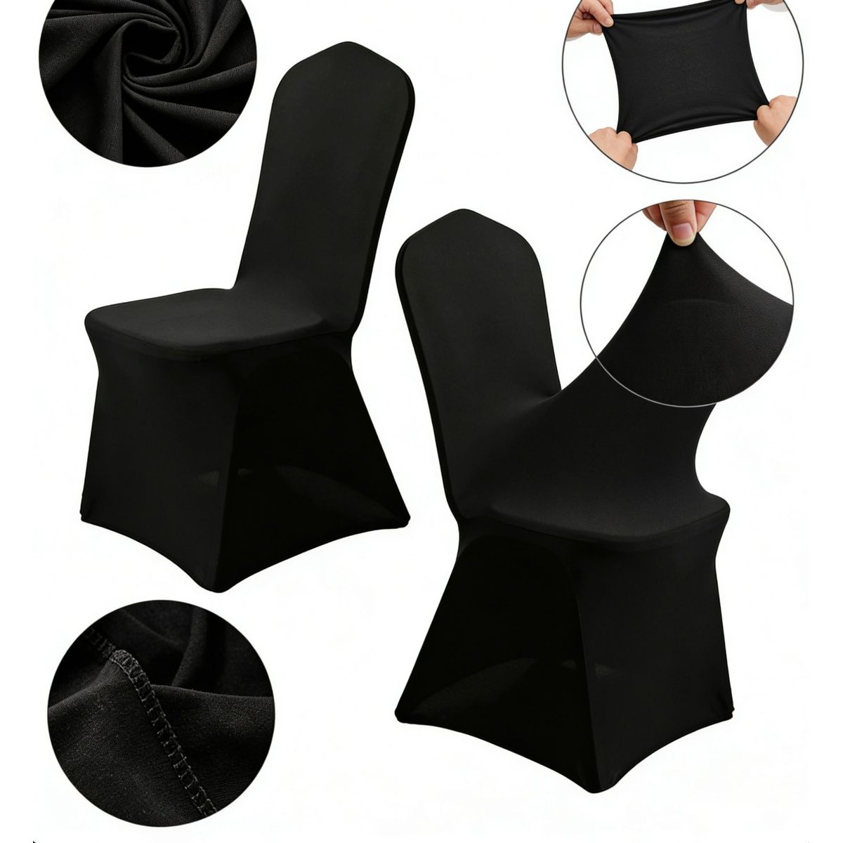 GENERICO - Pack 5 Funda Sillas Spandex Para Evento Color Negro Elegante