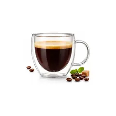GENERICO - Taza Espresso Doble Vidrio 250ml Termica Cafe Transparente