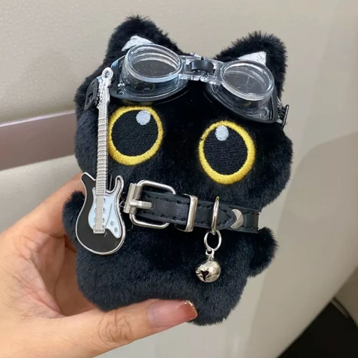 GENERICO - Peluche Llavero Gato Gatito Guitarra Rockero Kawaii 15 Cm