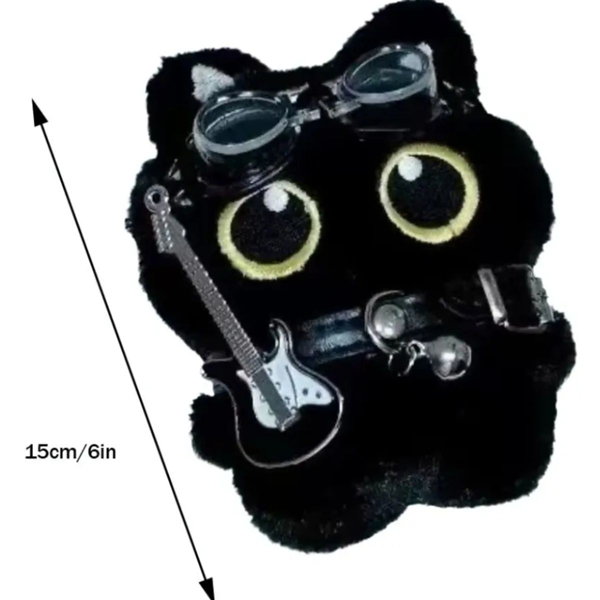 GENERICO - Peluche Llavero Gato Gatito Guitarra Rockero Kawaii 15 Cm