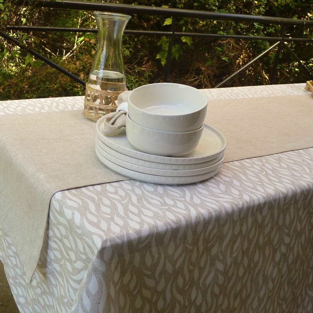 DECO EXPRESS - Mantel de Algodón Wave Beige 177x277 cm