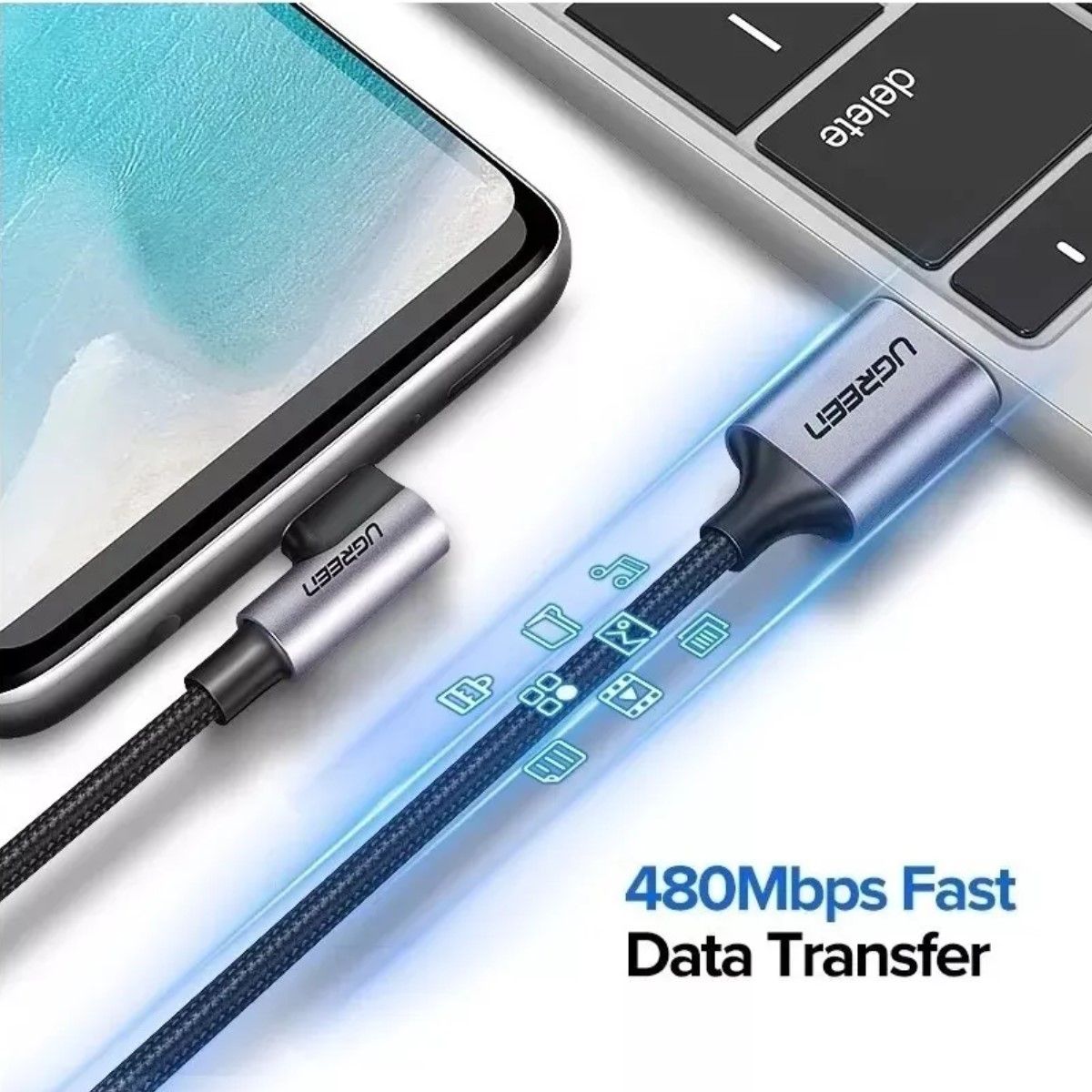 GENERICO - Cable Cargador USB A a Tipo C 90° 2 Metros BELUG