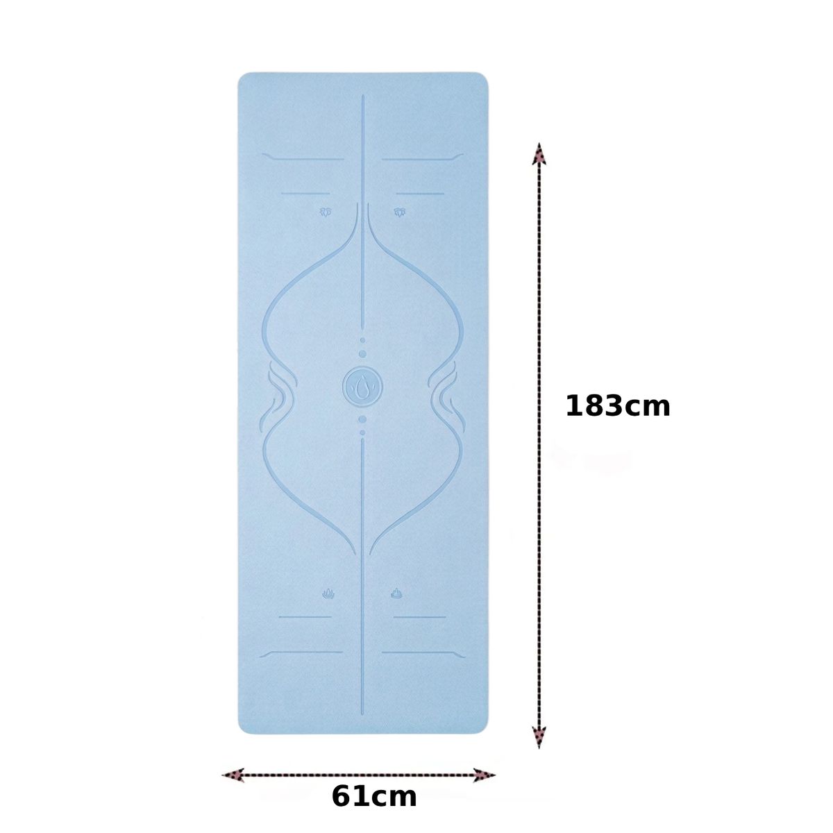 GENERICO - Mat de Yoga Con Marcas De Alineación de 8mm más bolso- Azul claro v2