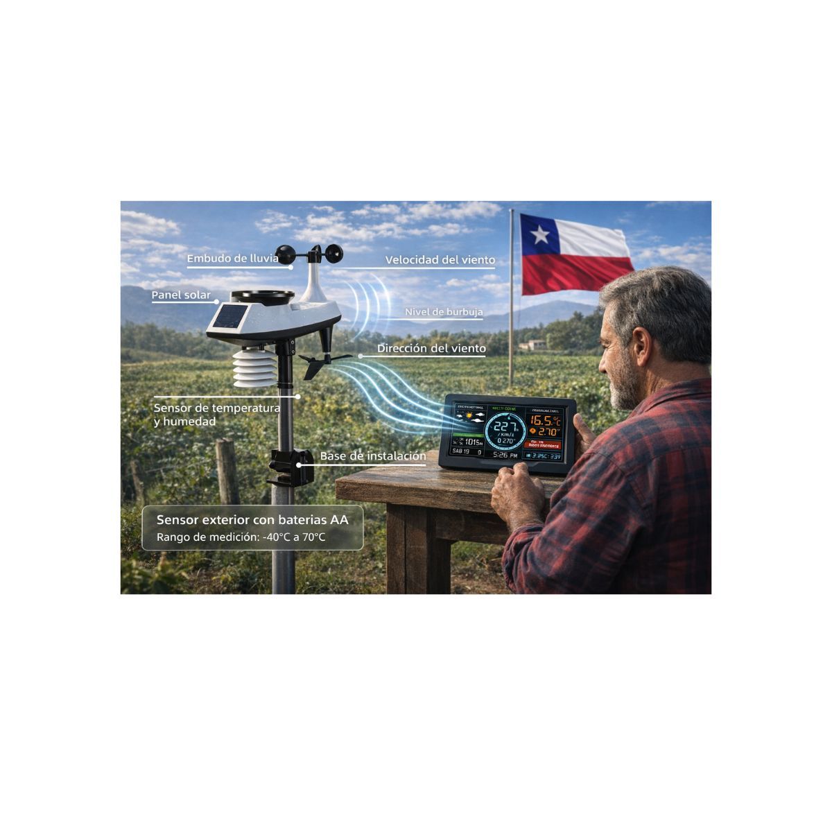 COMPUTECH - Estacion Meteorologica Profesional Viento Lluvia Digital Rf