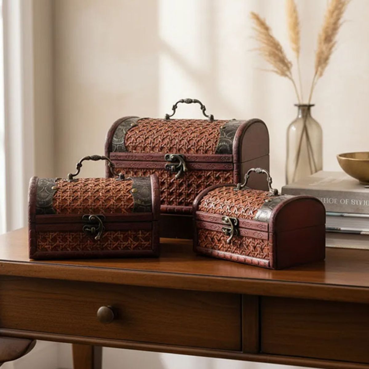 BRIC - Set De 3 Cajas Organizadoras Decorativas Diseño Baul