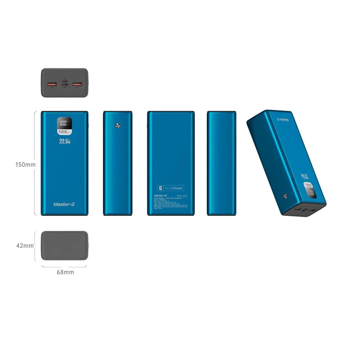 GENERICO - Cargador Portatil Bateria Power Bank  30000mah 22.5w Color Azul BELUG