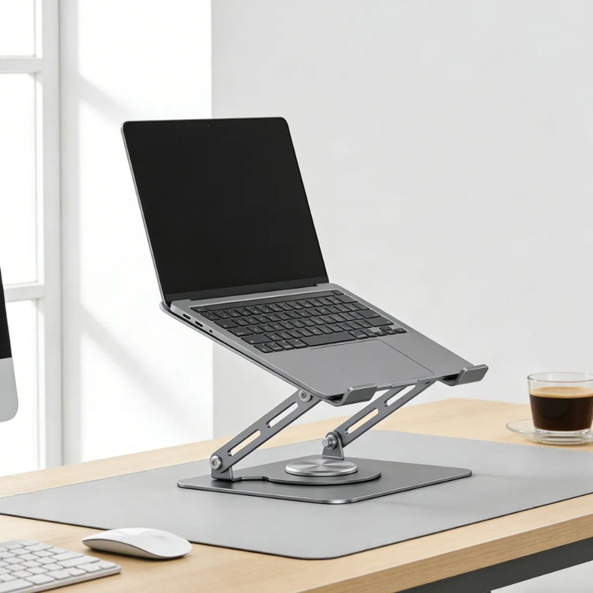 GENERICO - Soporte Notebook Con Ventilador Ajustable 360° Acero 17 Gris