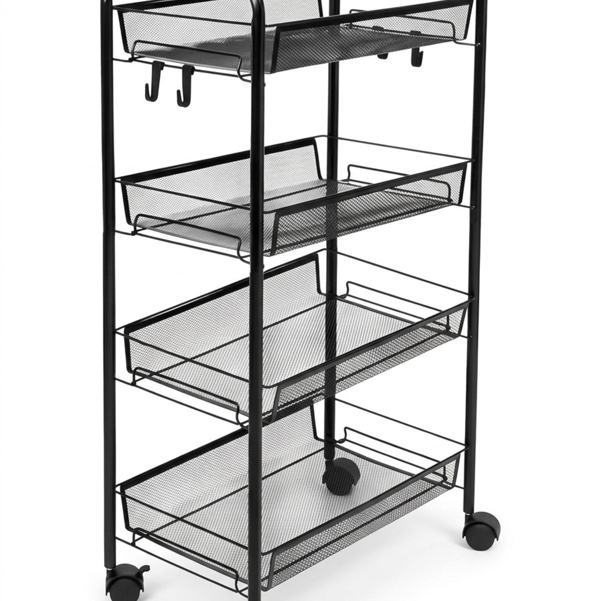 GENERICO - Carrito Organizador Con Rueda Multiuso 4 Niveles Color Negro