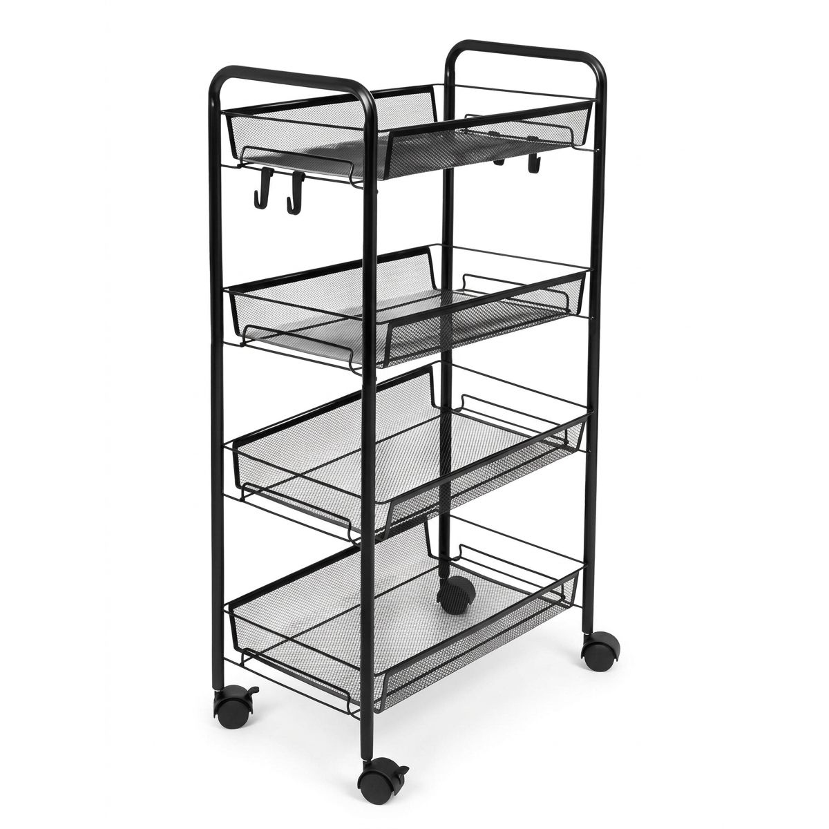 GENERICO - Carrito Organizador Con Rueda Multiuso 4 Niveles Color Negro