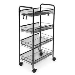 GENERICO - Carrito Organizador Con Rueda Multiuso 4 Niveles Color Negro