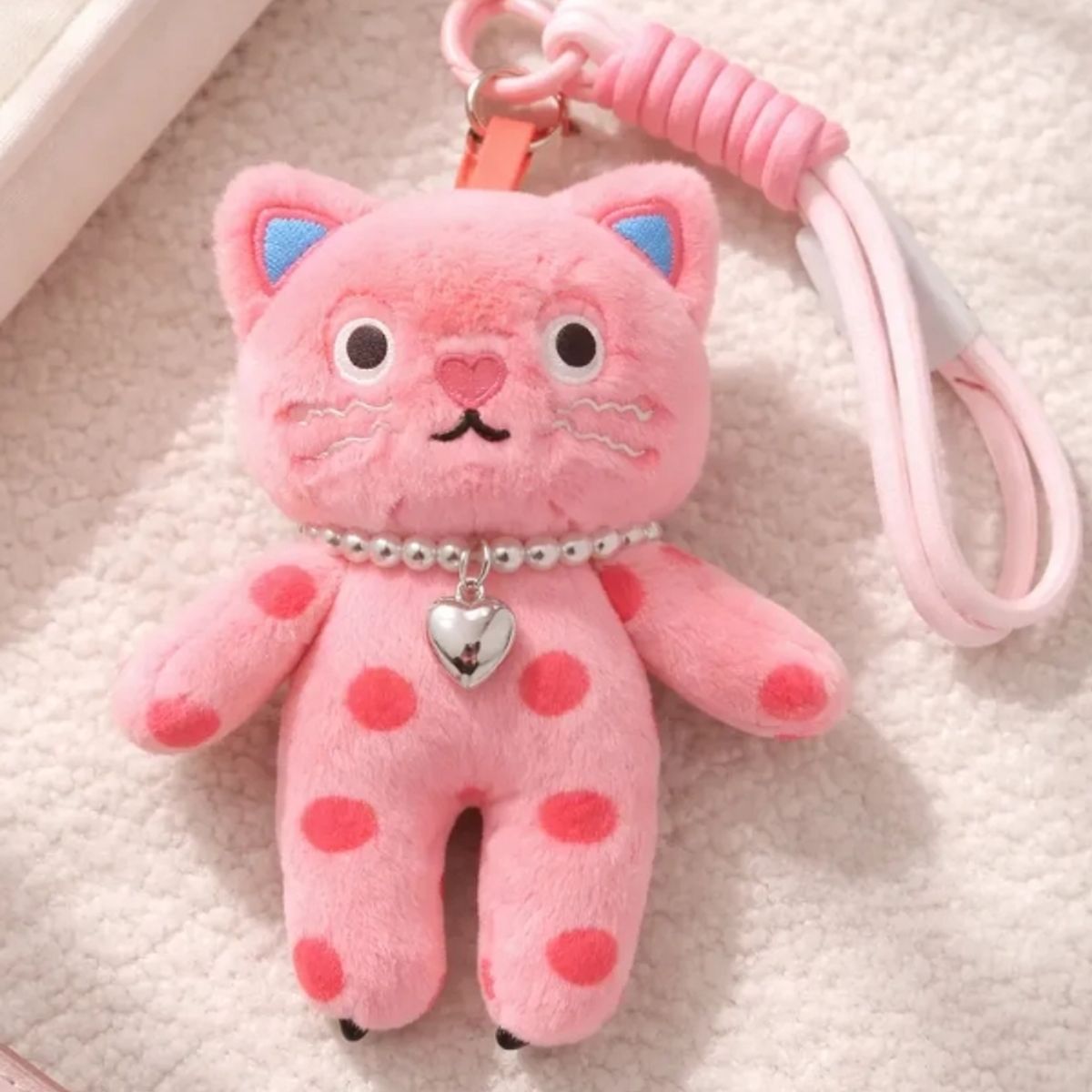 GENERICO - Llavero Colgante Peluche Gato Rosado Kawaii Regalo