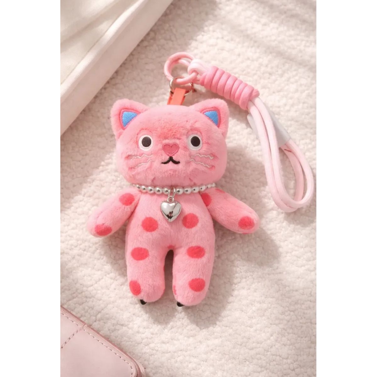 GENERICO - Llavero Colgante Peluche Gato Rosado Kawaii Regalo