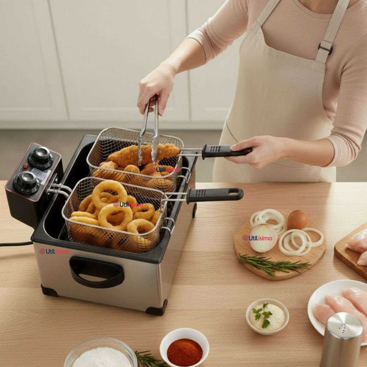 RAF - Freidora Aceite Eléctrica 5 Litros 2000W Acero Inoxidable