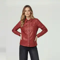 LINEATRE - Camisa Mujer Emilia Relaxed Cuello Tipo Camisa Manga Tipo Camisa Vino