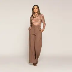 LUDOVICA - Polera Úrsula Moka Ajustada Cuello Redondo Manga Larga
