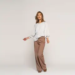 LUDOVICA - Polera Vanessa Perla Ajustada Cuello Redondo Manga Larga