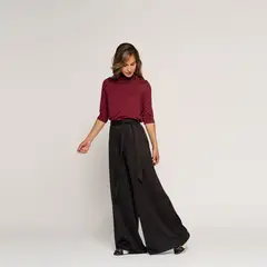 LUDOVICA - Polera Sophie Vino Cuello alto cerrado Manga 34 Ajustada Sin puño Mujer