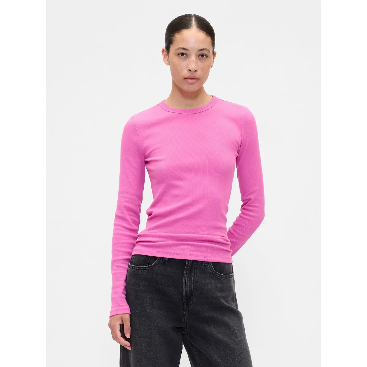 GAP - Polera Mujer Manga Larga Crew Rosado Gap