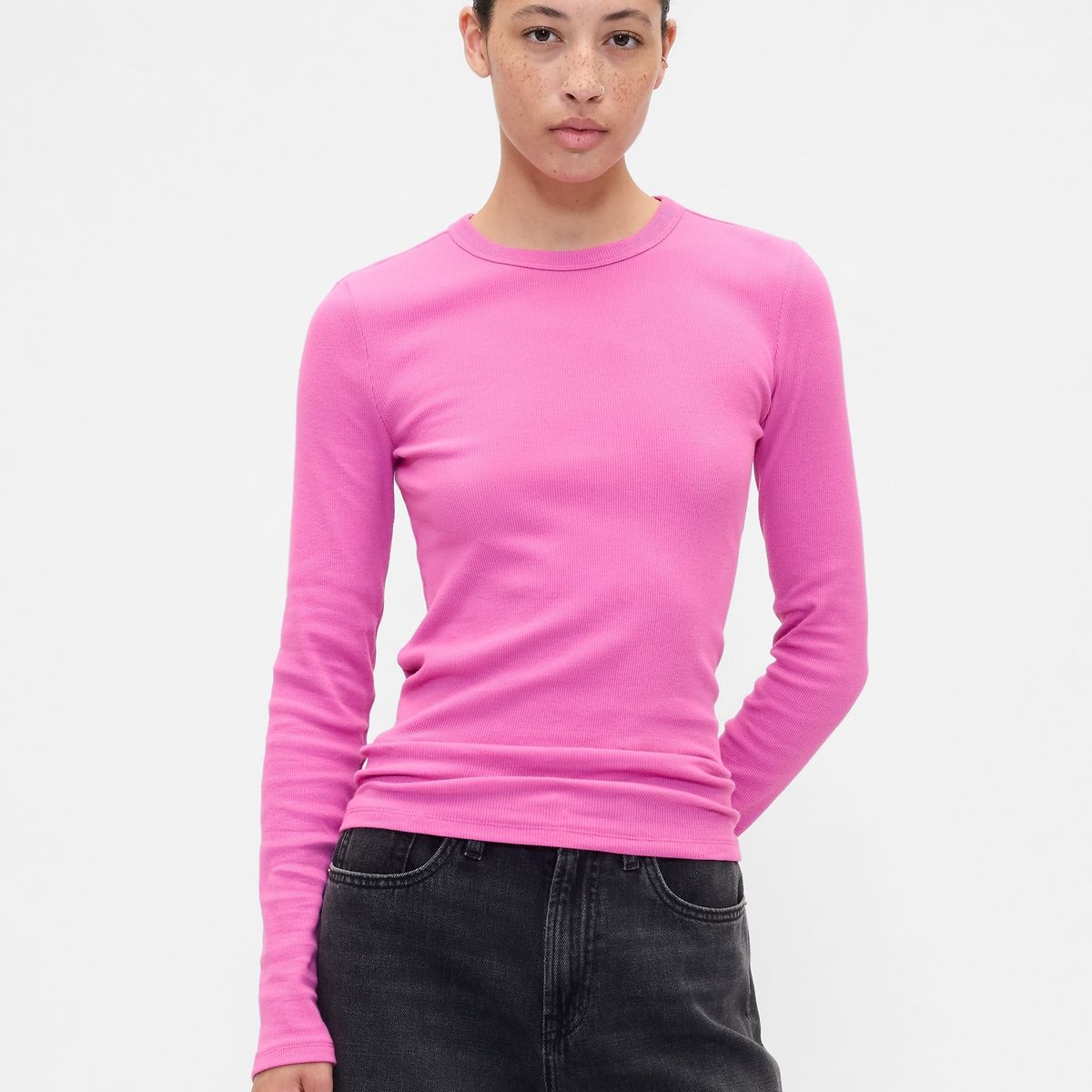 GAP - Polera Mujer Manga Larga Crew Rosado Gap