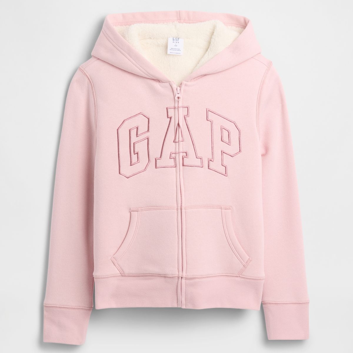 GAP - Polerón Niña Gap Con Gorro Con Cierre Cozy Logo Rosado
