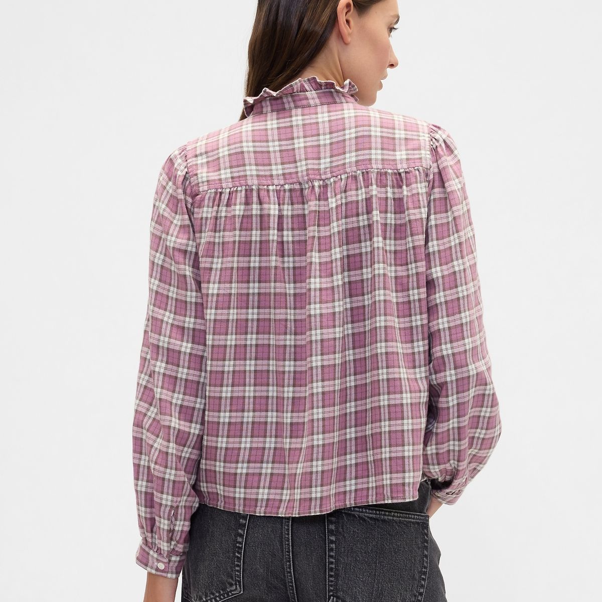 GAP - Blusa Mujer Gap Manga Larga Franela Rosado