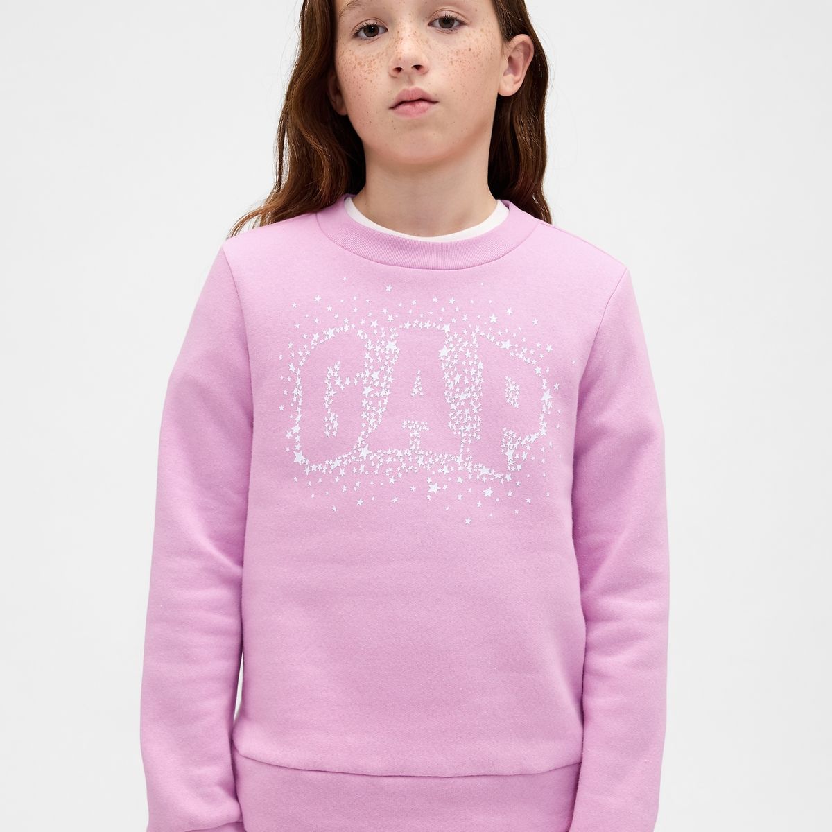GAP - Polerón Niña Sin Gorro Logo Crew Rosado Gap