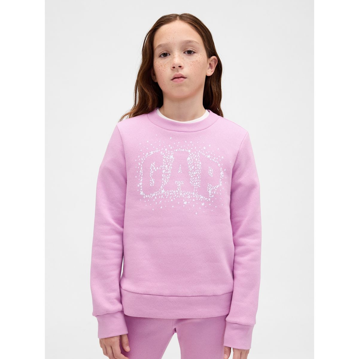 GAP - Polerón Niña Sin Gorro Logo Crew Rosado Gap