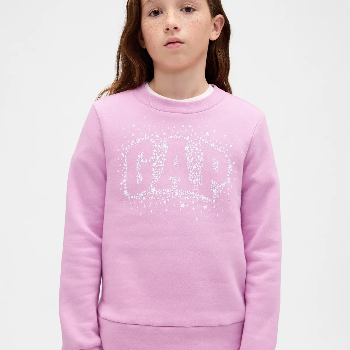 GAP - Polerón Niña Sin Gorro Logo Crew Rosado Gap