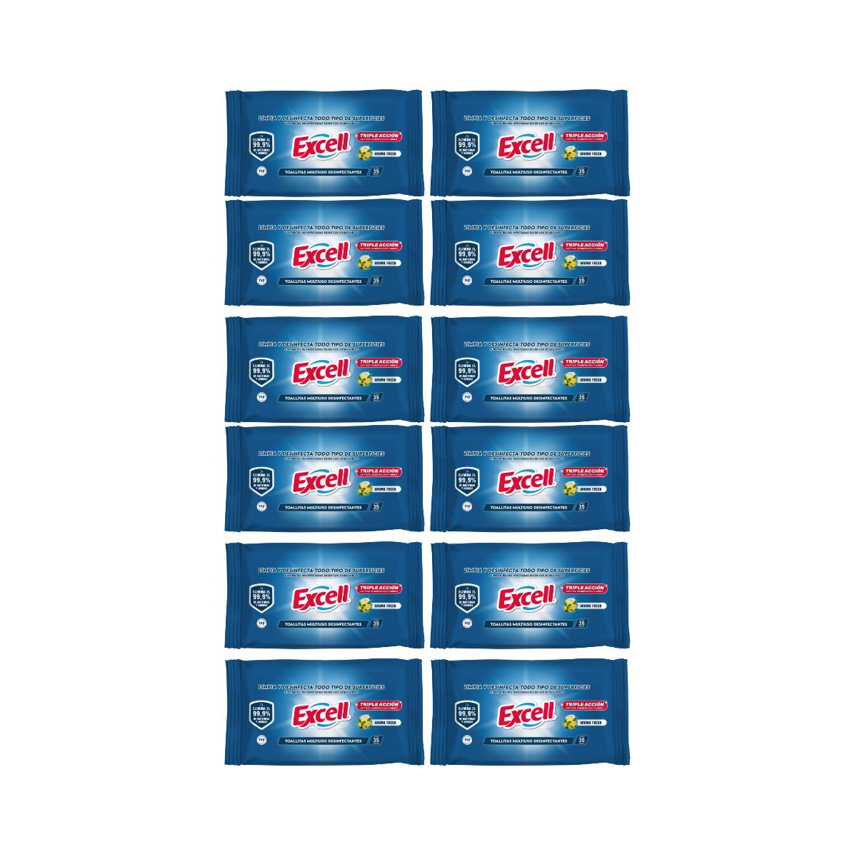 EXCELL - Pack 12 Toallitas Desinfectantes Excell 35u C/U , 420 Unidades en total